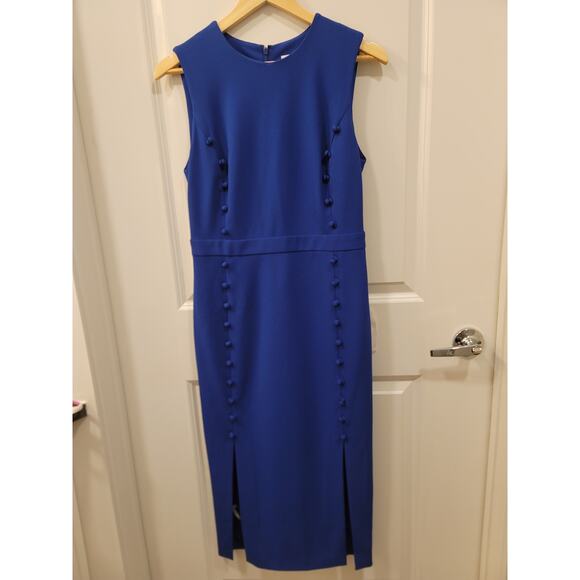 Calvin Klein Button Trim Side Slit Midi Dress - Picture 1 of 7